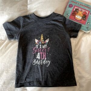 🦄 It's My Sister's 4th Birthday unicorn tee 2T